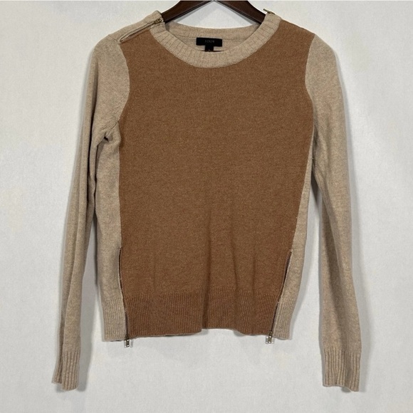 J. Crew Color Block Sweater with Double Zippers - Picture 1 of 14